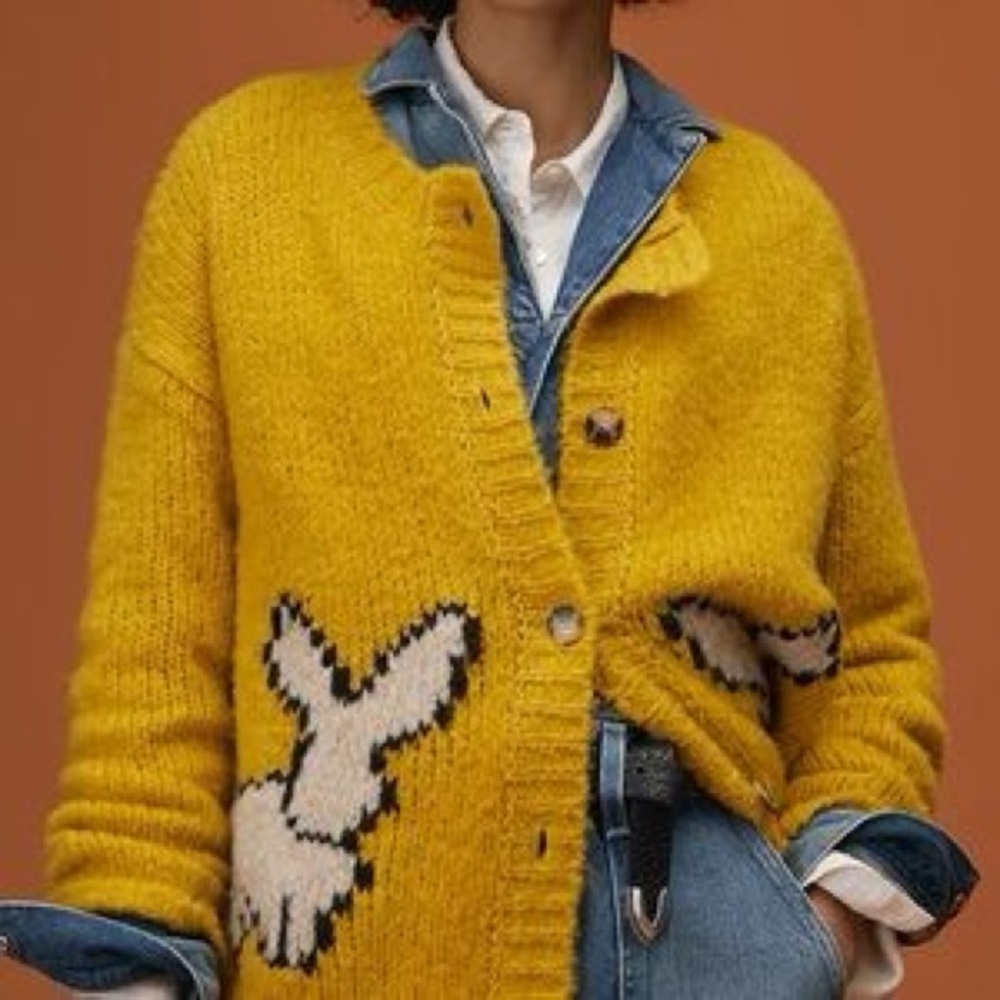 Maeve Anthropologie Bunny Slope Button Cardigan Sweater Wool Blend Size small